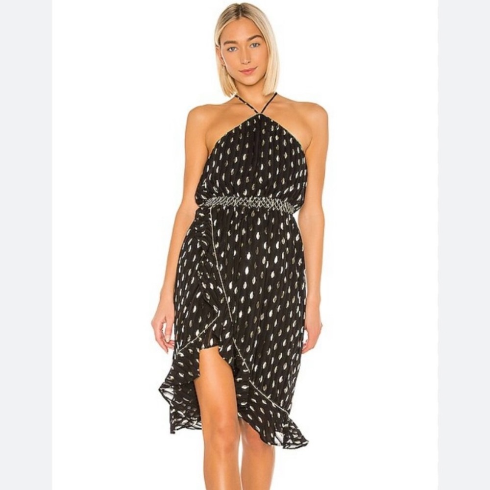 House of Harlow x Revolve | Baye Midi Dress Size XL Black & Metallic Gold